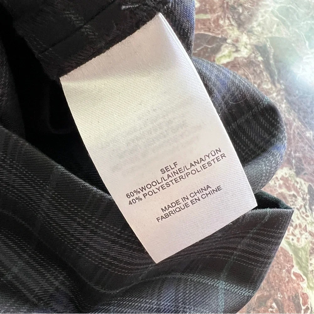TIBI Marvel Wool Blend Plaid Suiting Bermuda Shorts in Black Blue